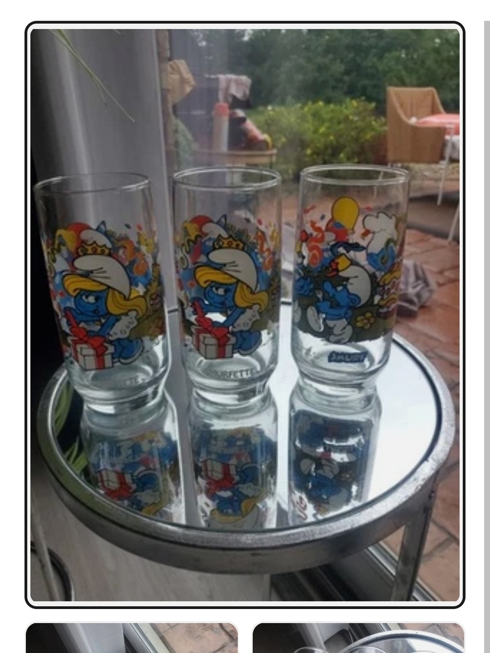 Set of 3 Vintage Smurfs Character Glasses - Blue, Yellow, Red Accents